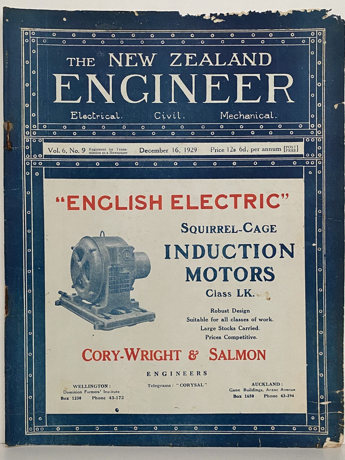 OLD MAGAZINE: The New Zealand Engineer Vol. 6, No. 9 - 16 December 1929