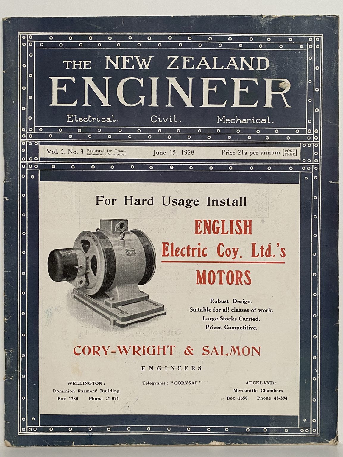 OLD MAGAZINE: The New Zealand Engineer Vol. 5, No. 3 - 15 June 1928