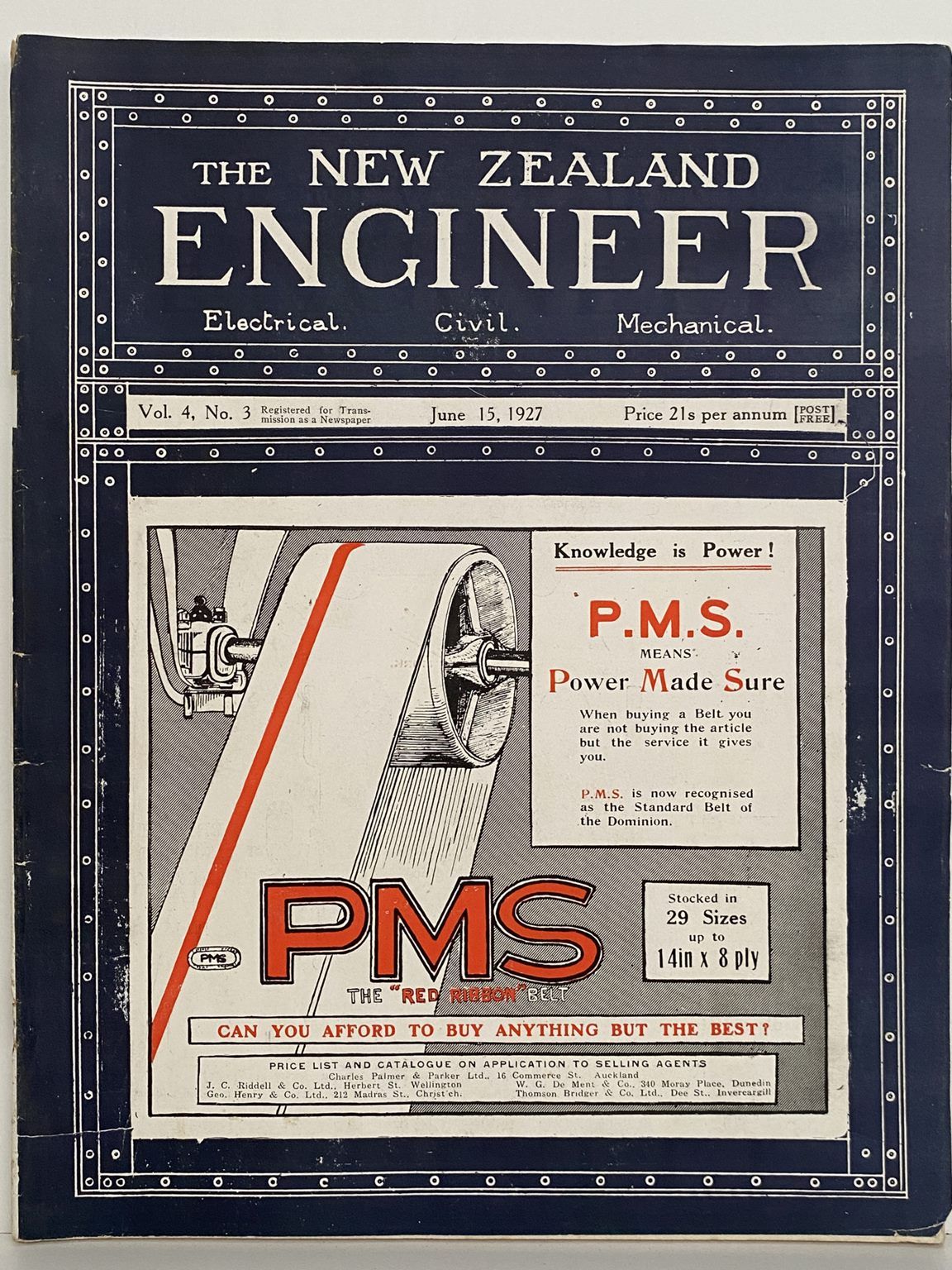 OLD MAGAZINE: The New Zealand Engineer Vol. 4, No. 3 - 15 June 1927
