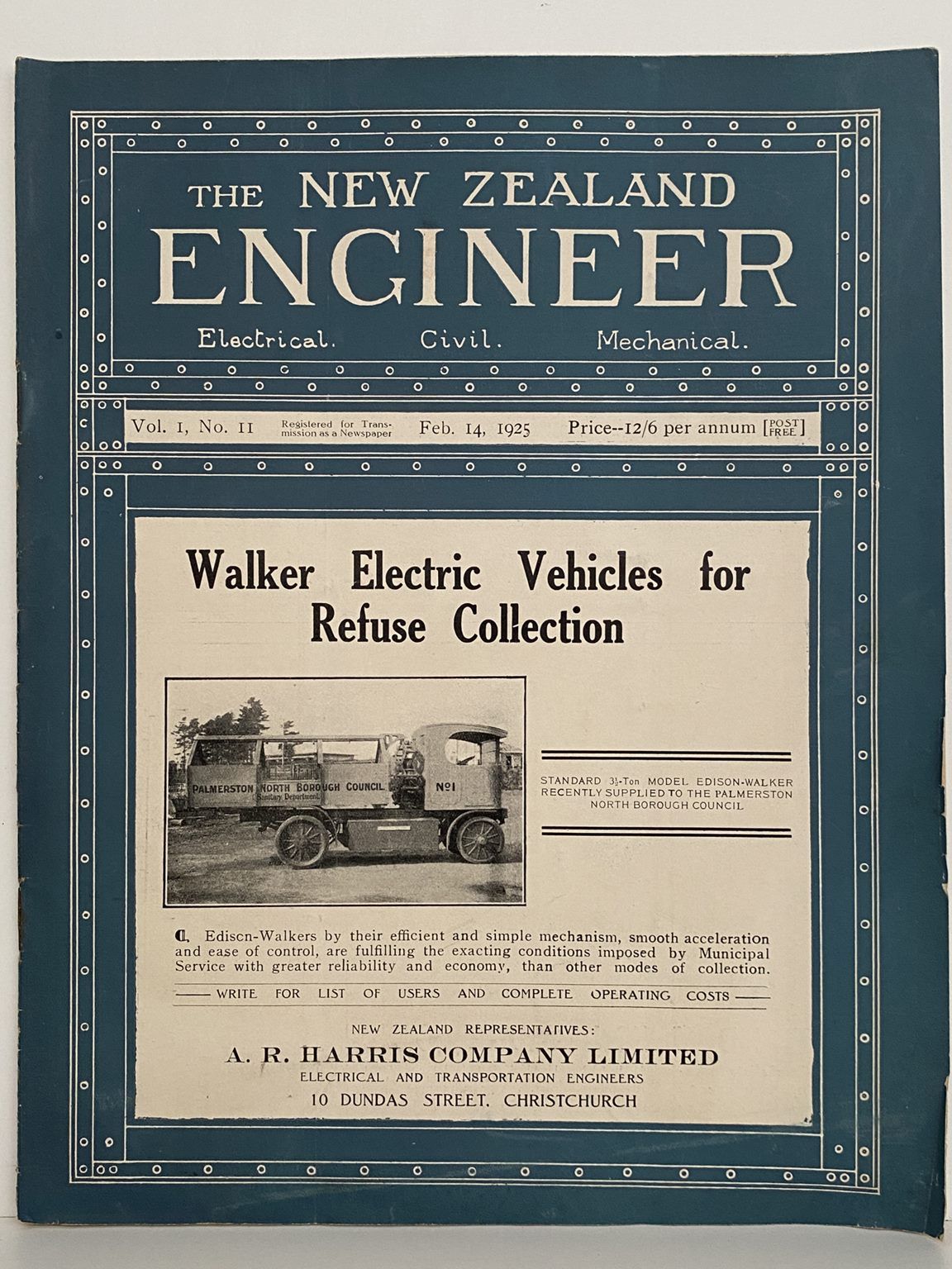 OLD MAGAZINE: The New Zealand Engineer Vol. 1, No. 11 - 14 February 1925