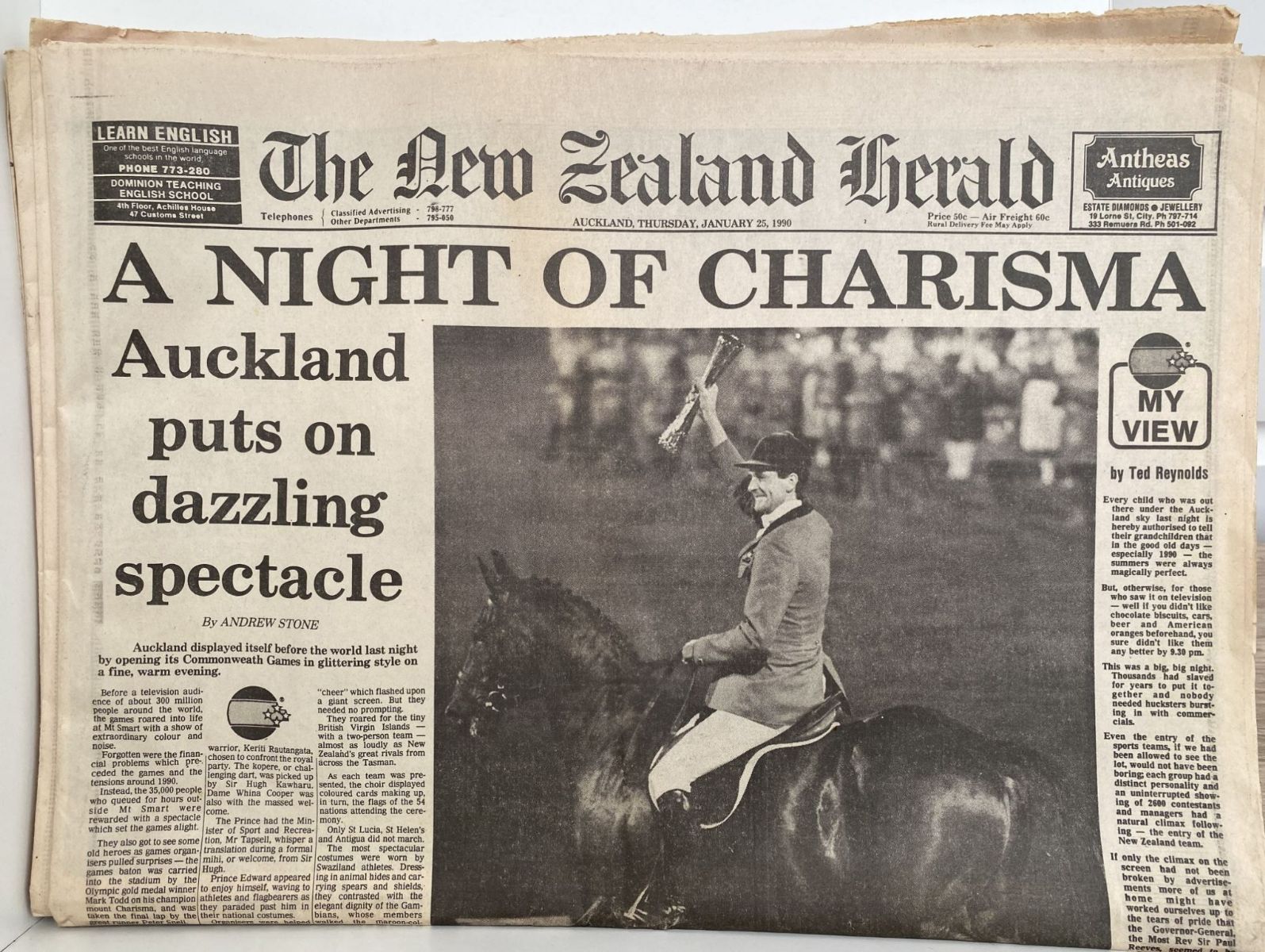 OLD NEWSPAPER: The New Zealand Herald, 25th January 1990 - Commonwealth Games