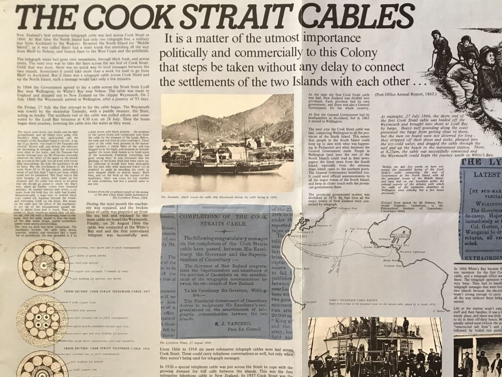 OLD POSTER: The Cook Strait Cable - New Zealand Post Office