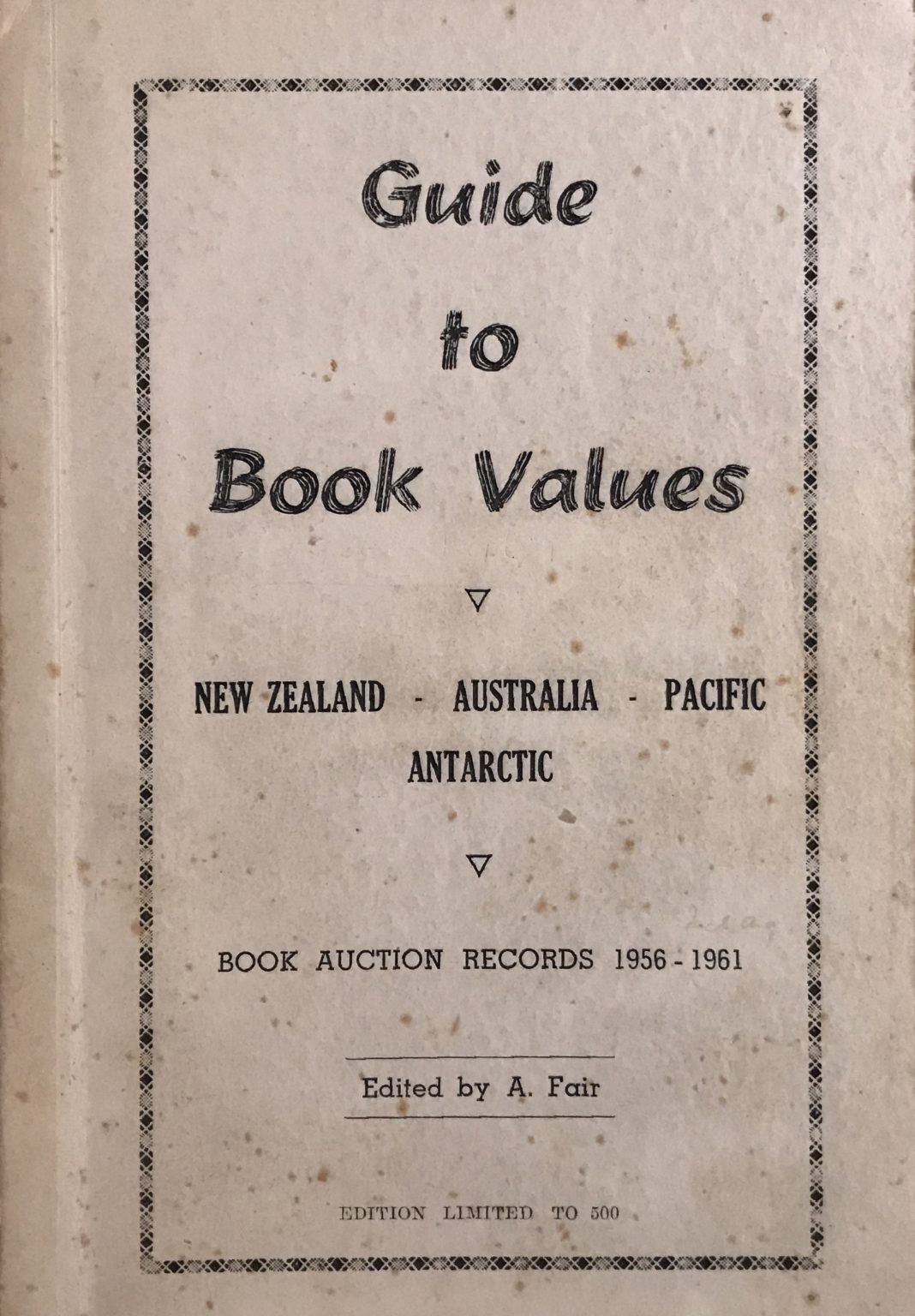 GUIDE TO BOOK VALUES 1956-1961: New Zealand, Australia, Pacific