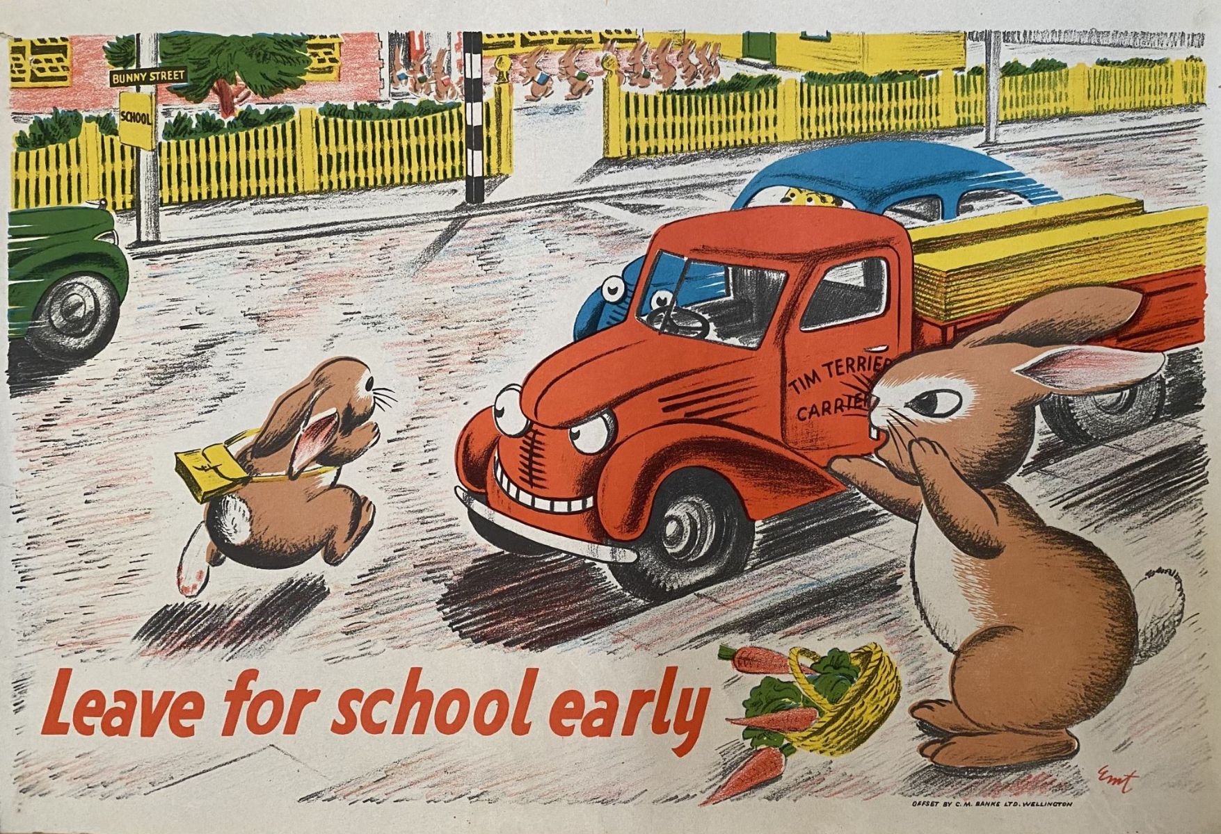 VINTAGE POSTER: New Zealand Education Department / Children's Road Safety