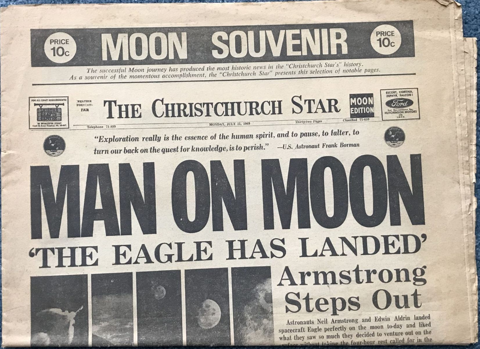 OLD NEWSPAPER: The Christchurch Star, 21 July 1969 - Moon Landing Special