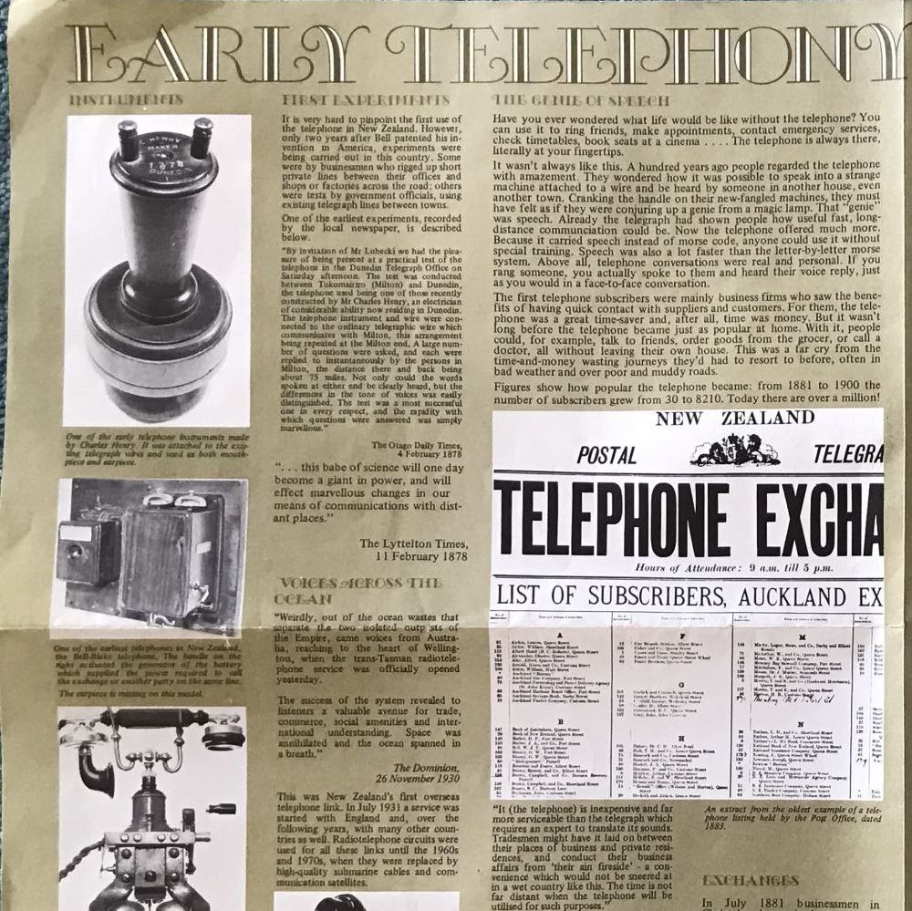 OLD POSTER: Early Telephony - New Zealand Post Office