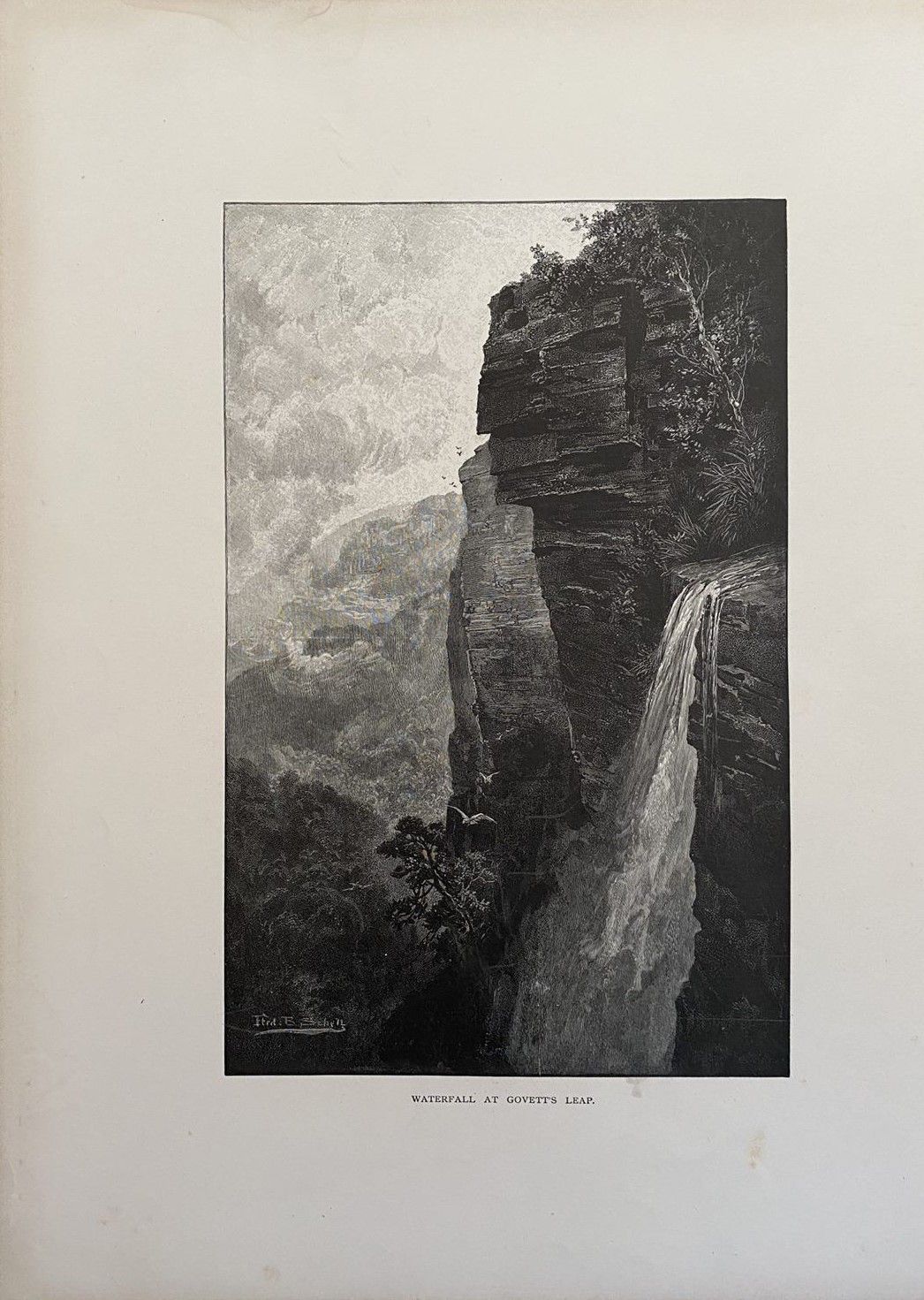 OLD DRAWING: Waterfall At Govetts Leap