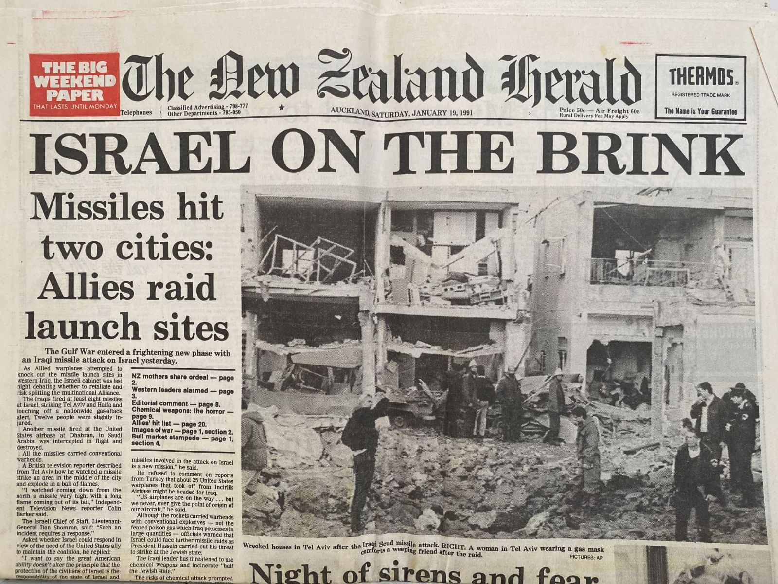 OLD NEWSPAPER: The New Zealand Herald, 19 January 1991 - Gulf War / Desert Storm