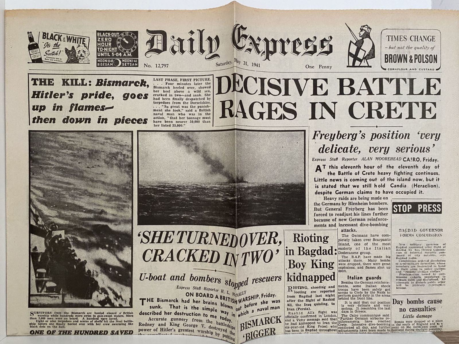 OLD WARTIME NEWSPAPER: Daily Express, Saturday 31st May 1941