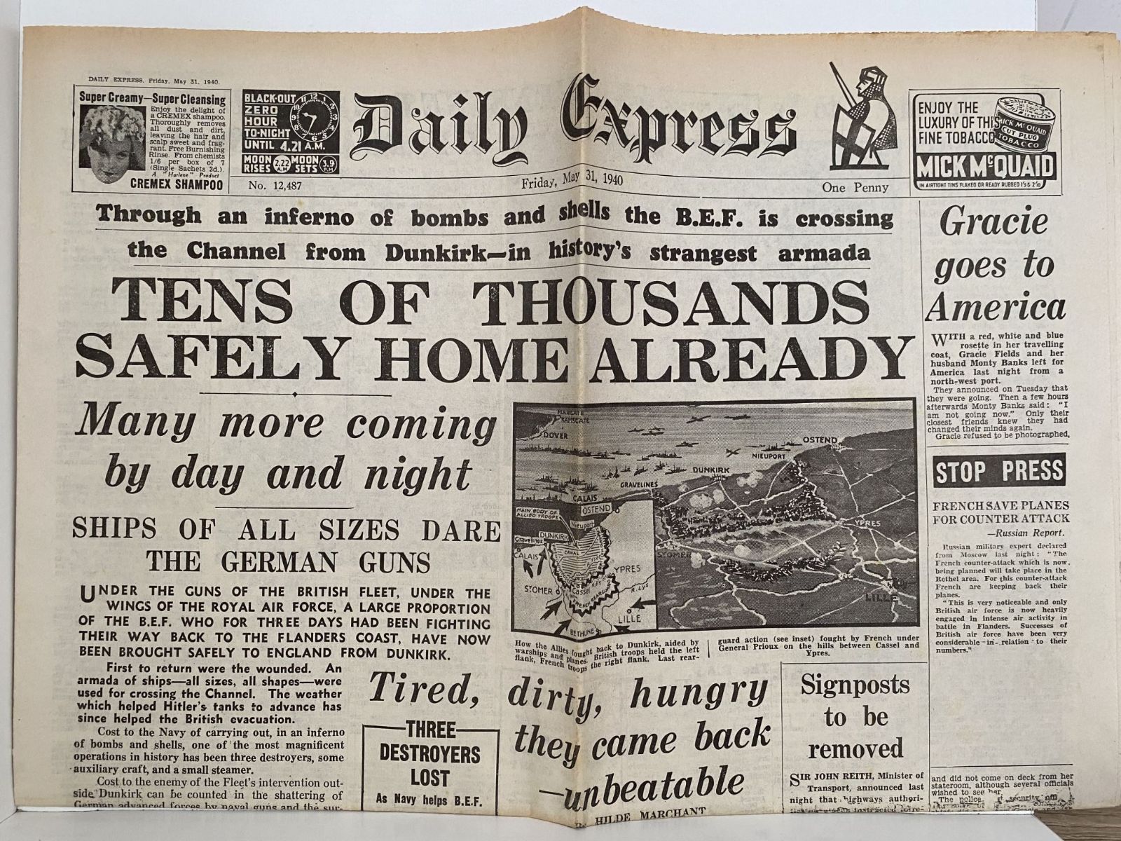 OLD WARTIME NEWSPAPER: Daily Express, Friday 31st May 1940