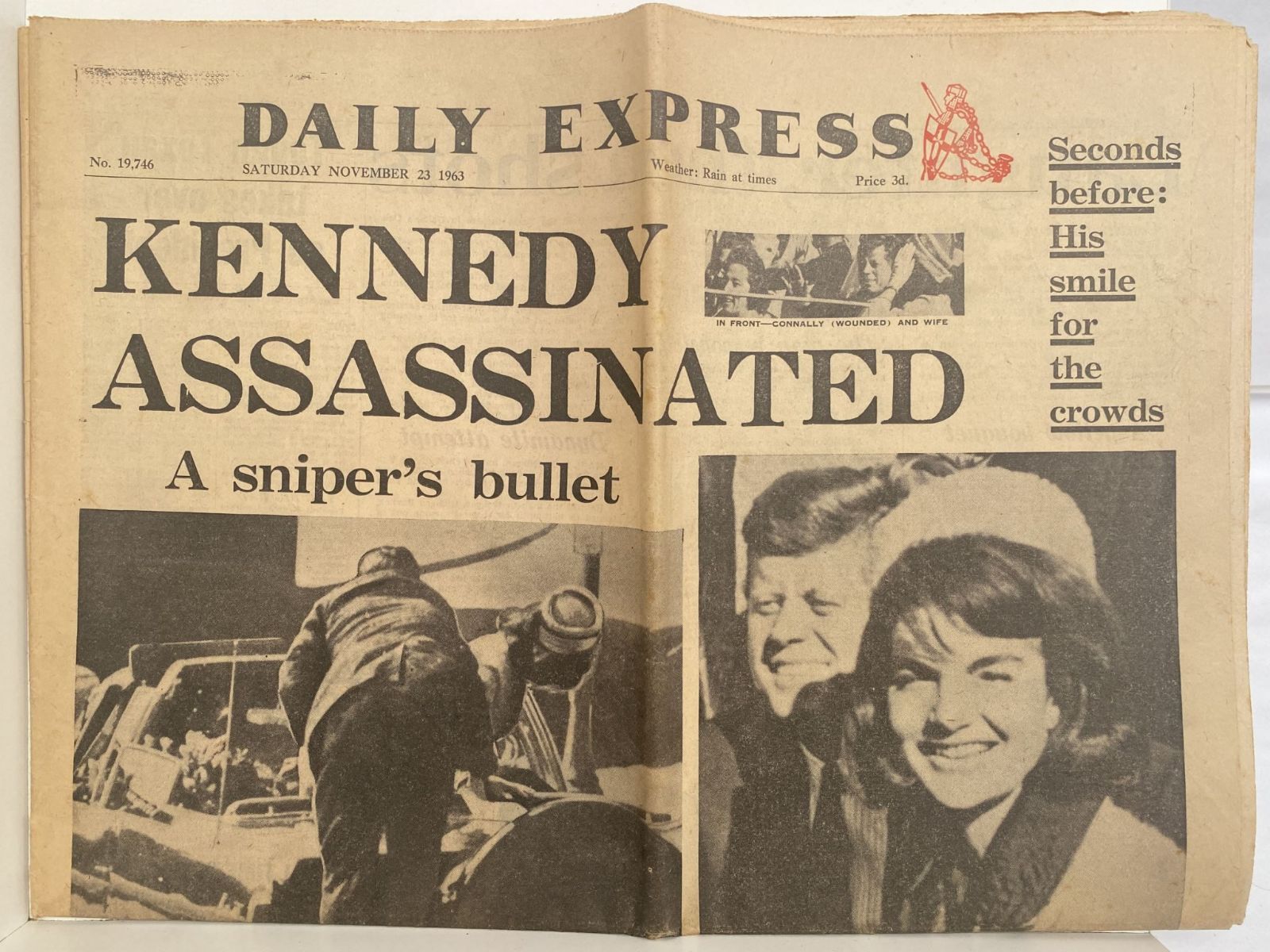 Old Newspaper Daily Express 23 November 1963 J F Kennedy Assassinated 