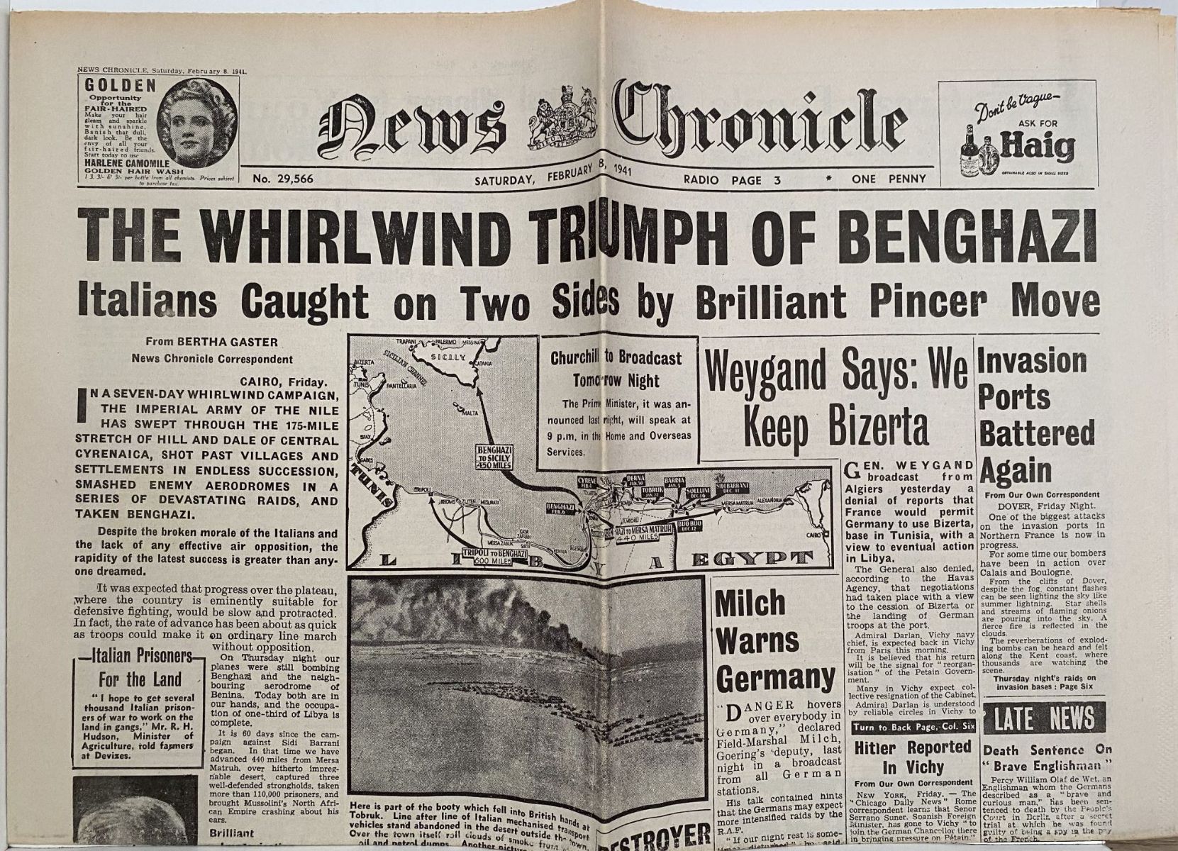 OLD WARTIME NEWSPAPER: News Chronicle, Saturday 8th February 1941
