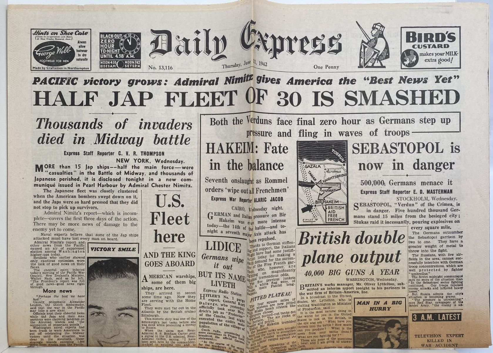 OLD WARTIME NEWSPAPER: Daily Express, Thursday 11th June 1942
