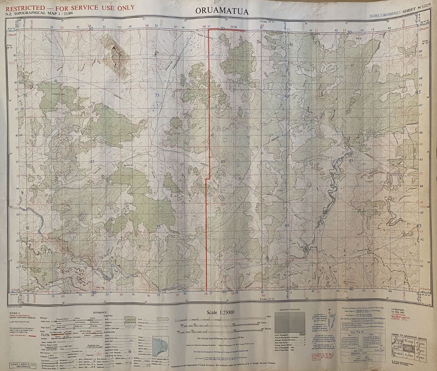 VINTAGE MAP: 'ORUAMATUA' NZMS Sheet N122/9