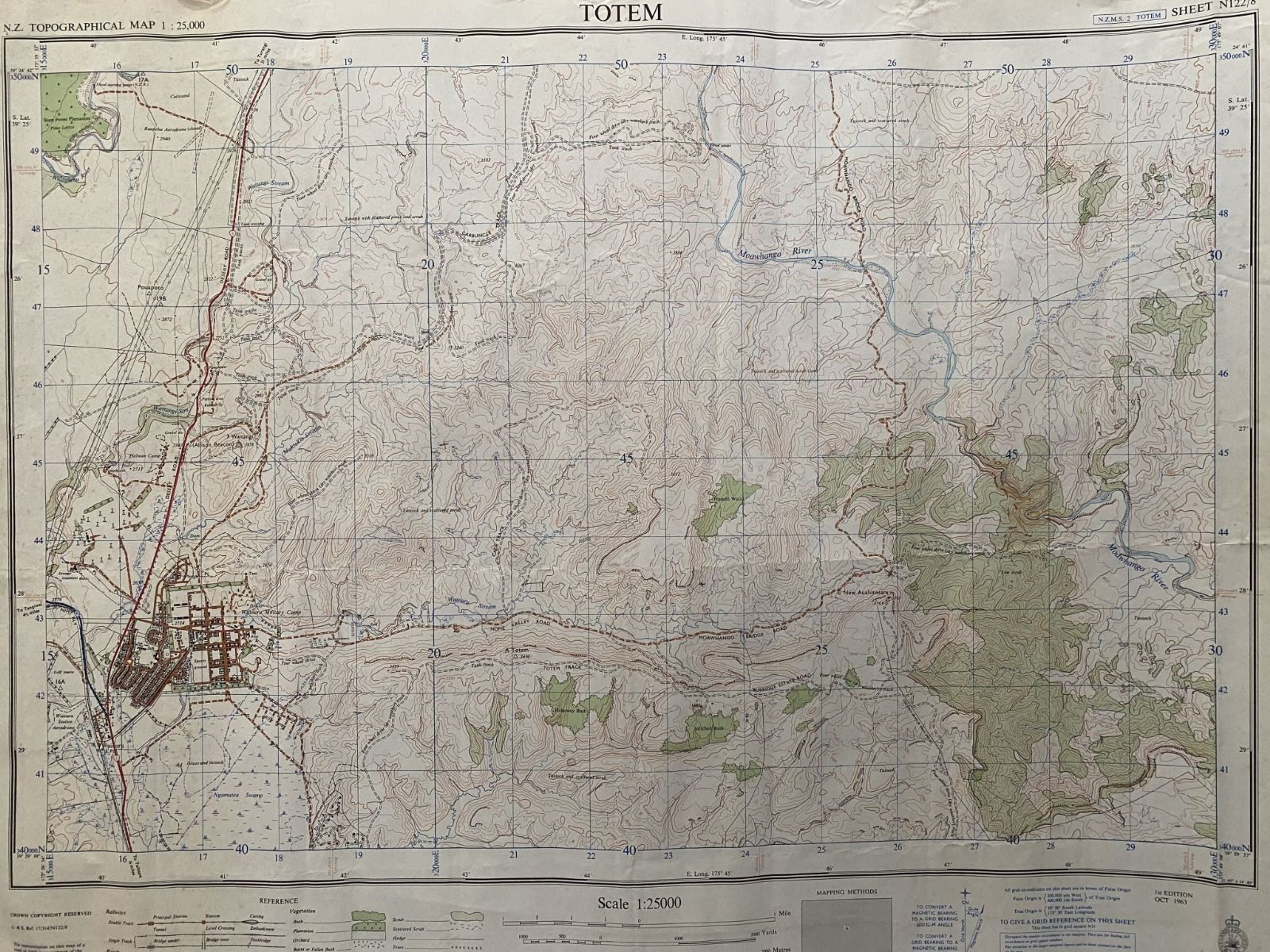 VINTAGE MAP: 'TOTEM' / Waiouru Military Camp 1965