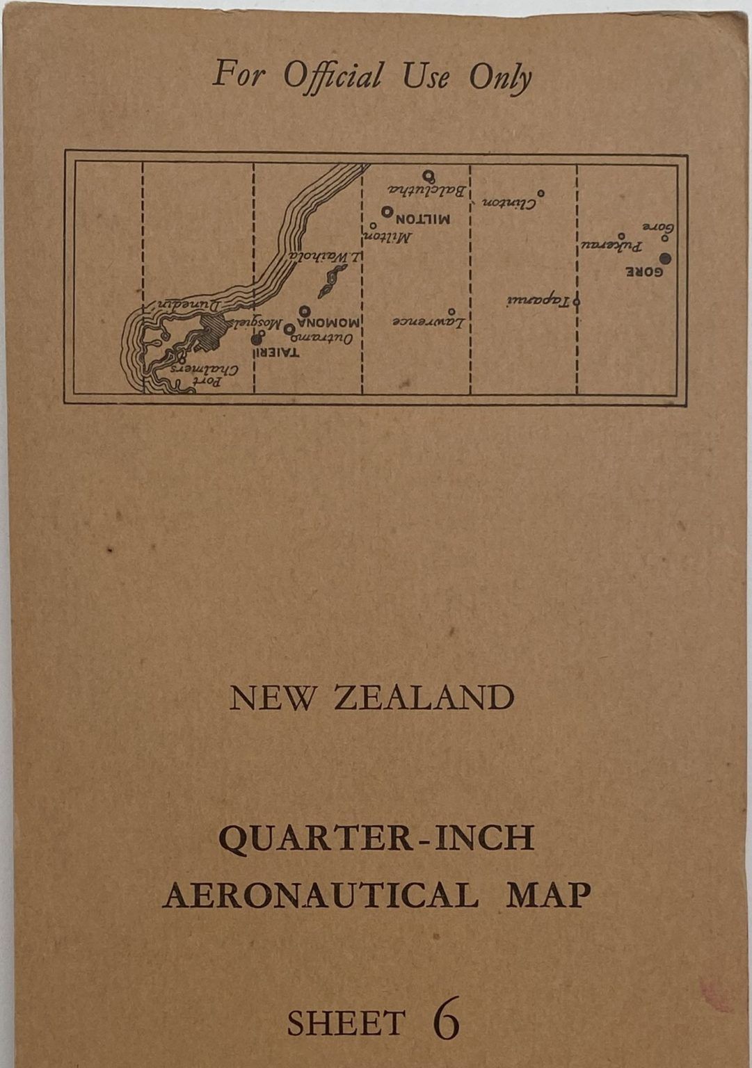 VINTAGE AERONAUTICAL CHART: Flying Map, Sheet No. 6, Dunedin 1942