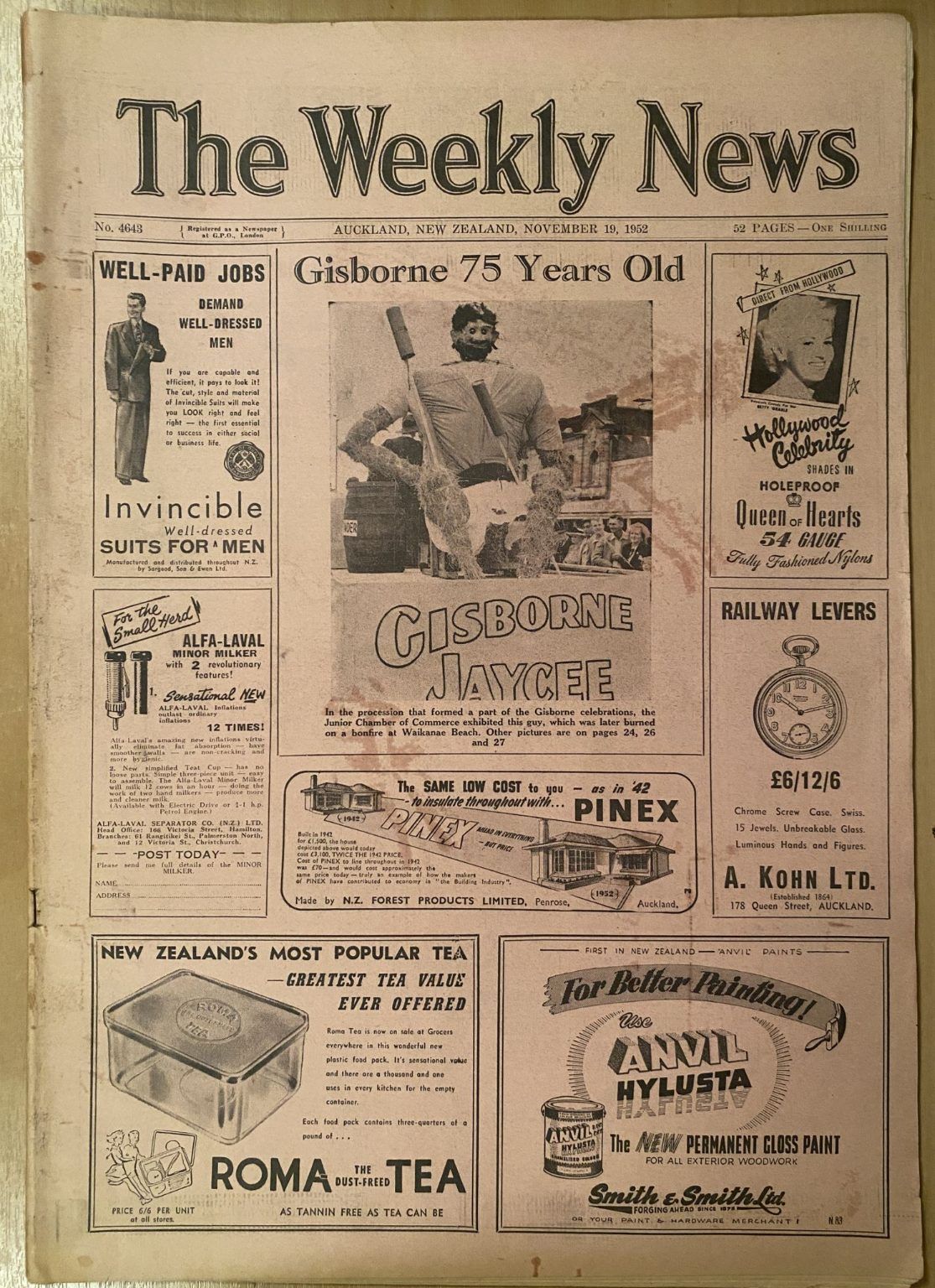 OLD NEWSPAPER: The Weekly News - No. 4643, 19 November 1952
